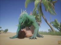 Iguana animal sex with a man in the beach